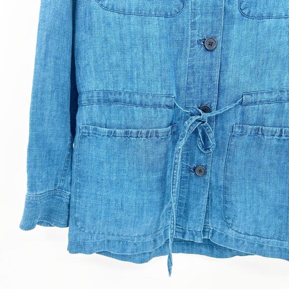 Lauren Ralph Lauren Womens Vintage Beachy 100% Linen Chambray Button Up Shirt S - Picture 5 of 7